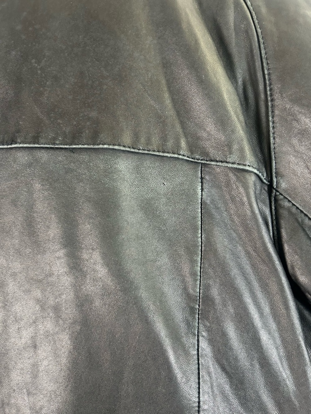 DNK Black Leather Bomber Jacket - Picture 12 of 16